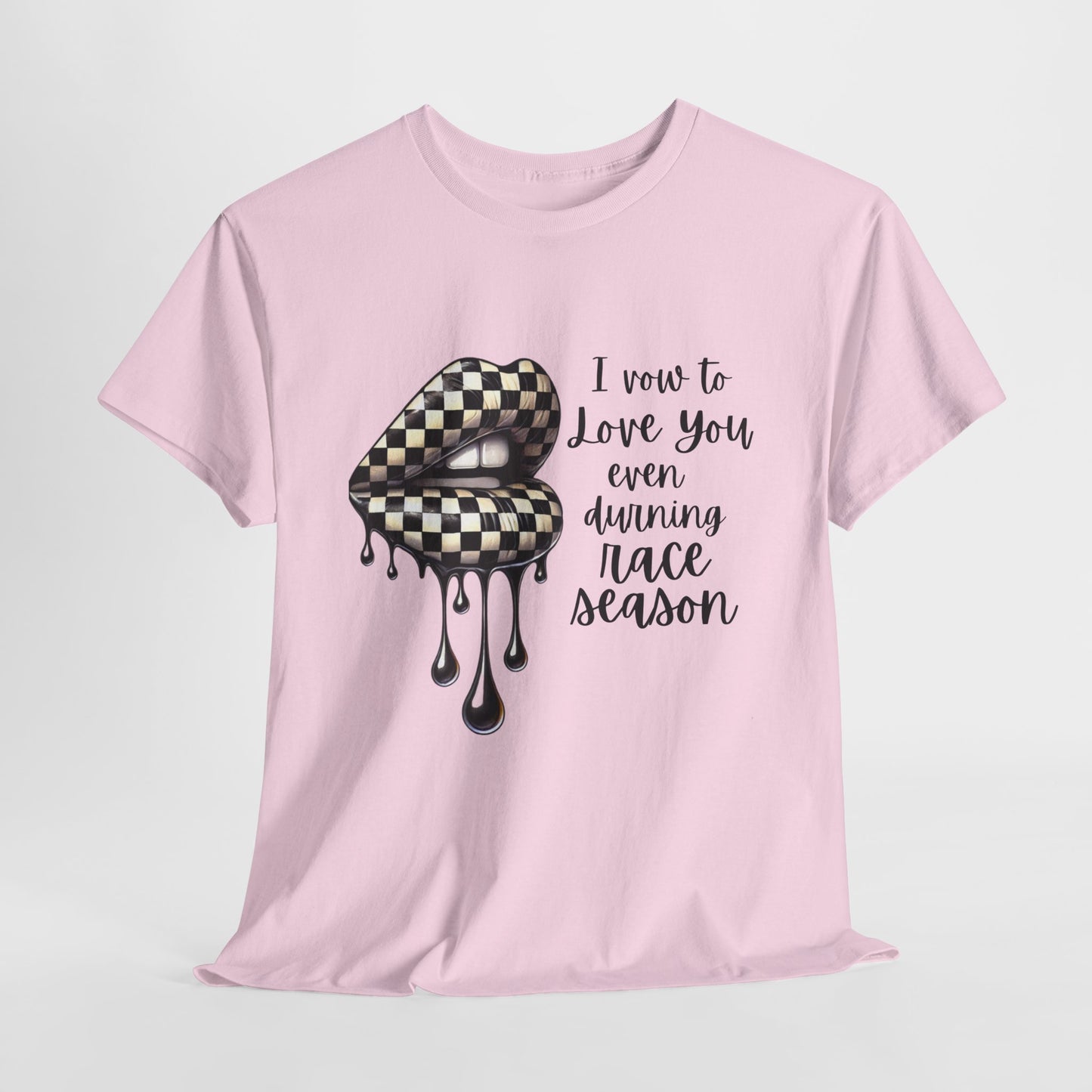 I Vow To Love You Even During Racing Season Cotton Tee, Trendy Racing Graphic Tee