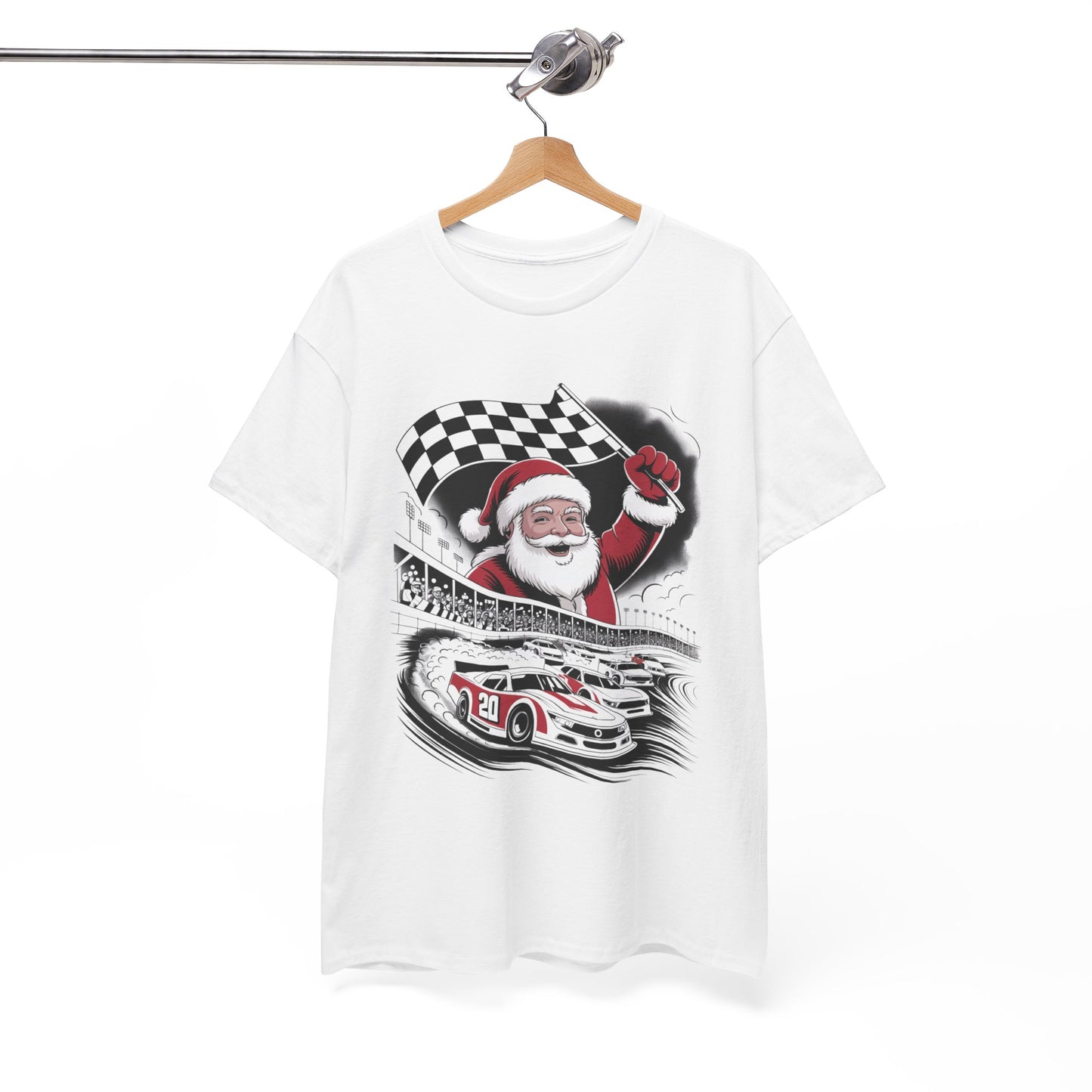Santa Car Racing Christmas Racing T-shirt Christmas Apparel, Fun Holiday Racing Party Outfit