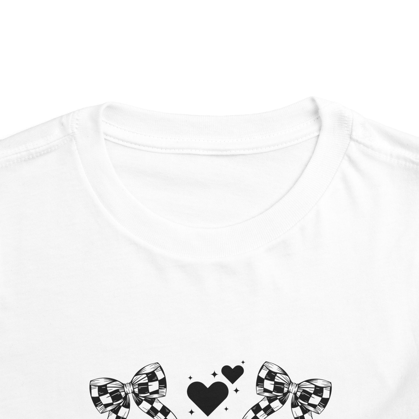Checker Flag Bows & Hearts Toddler Short Sleeve T-shirt
