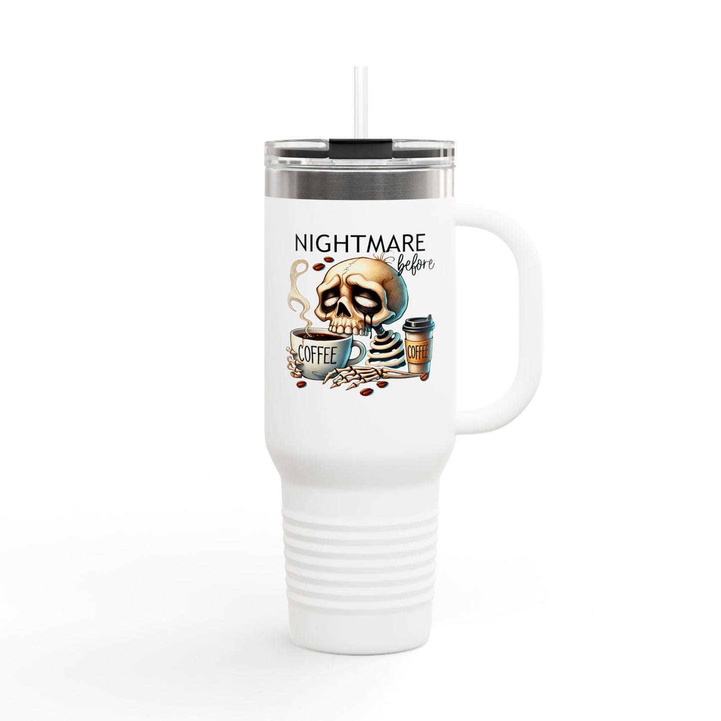 Nightmare Before Coffee Insulated Travel Mug | 40oz | Perfect Gift for Coffee Lovers, Travel Enthusiasts, Halloween Decor, and Collectors