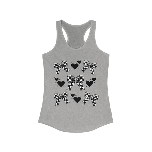 Racerback Tank Checkered Flag Bows and Hearts Women's Ideal Tank Top