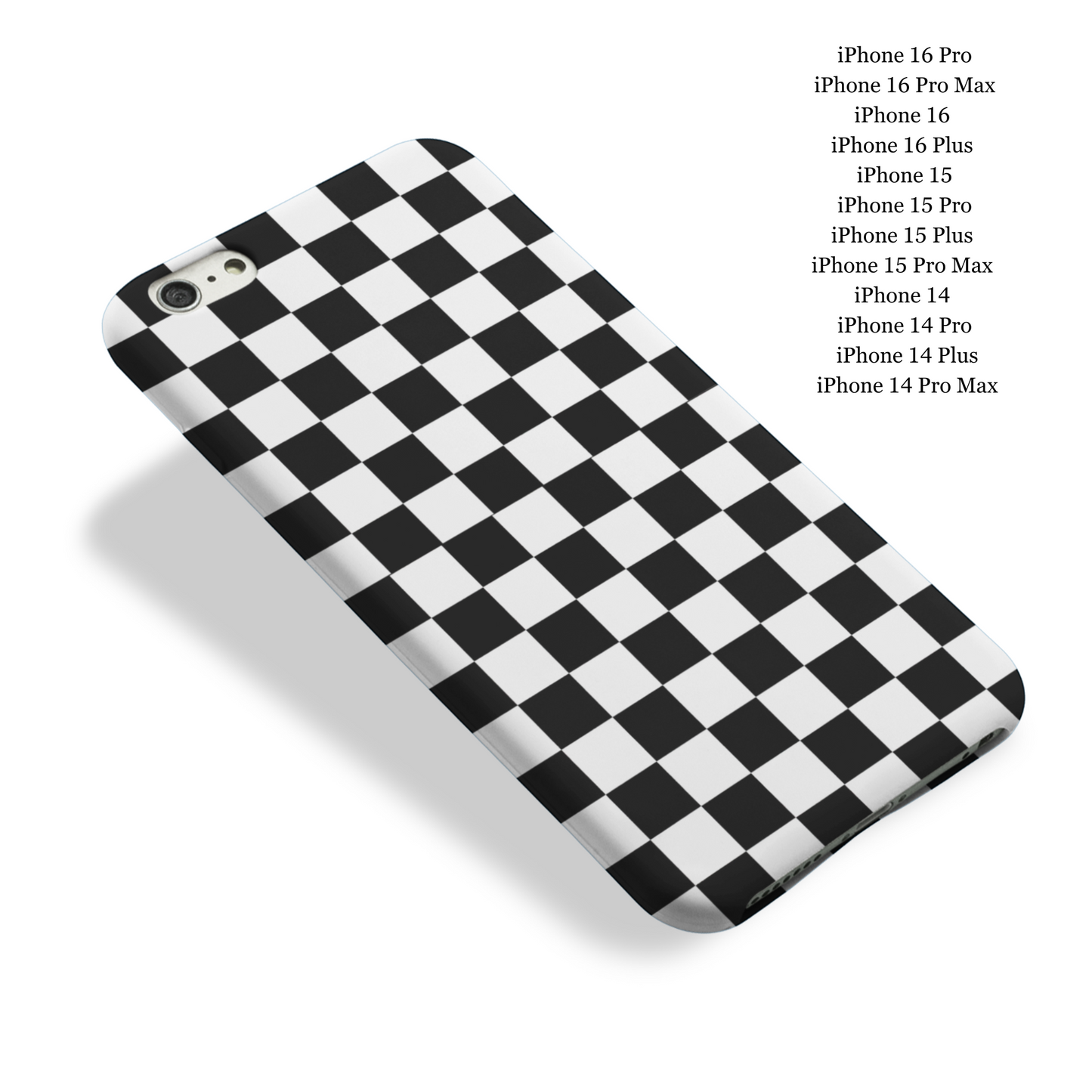 Magnetic Phone Case with Black And White Checkerboard Design, Stylish Magnetic Case, Clear Impact Resistant Phone Cover