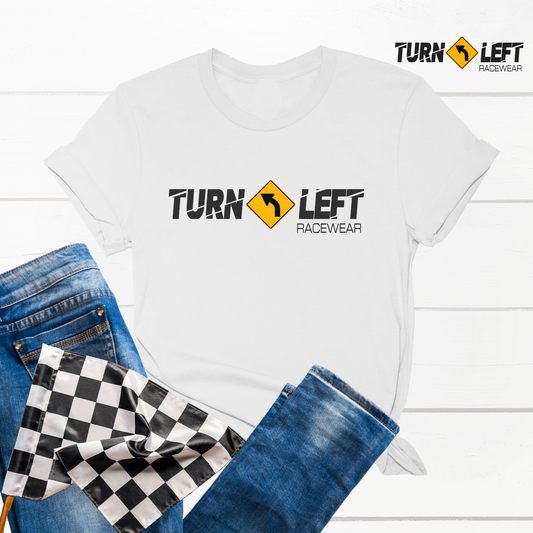 Turn Left T-shirts Racewear Logo T-Shirts For Women. Dirt Track Racing Shirts Dirt Race Track Racing Apparel For Women.