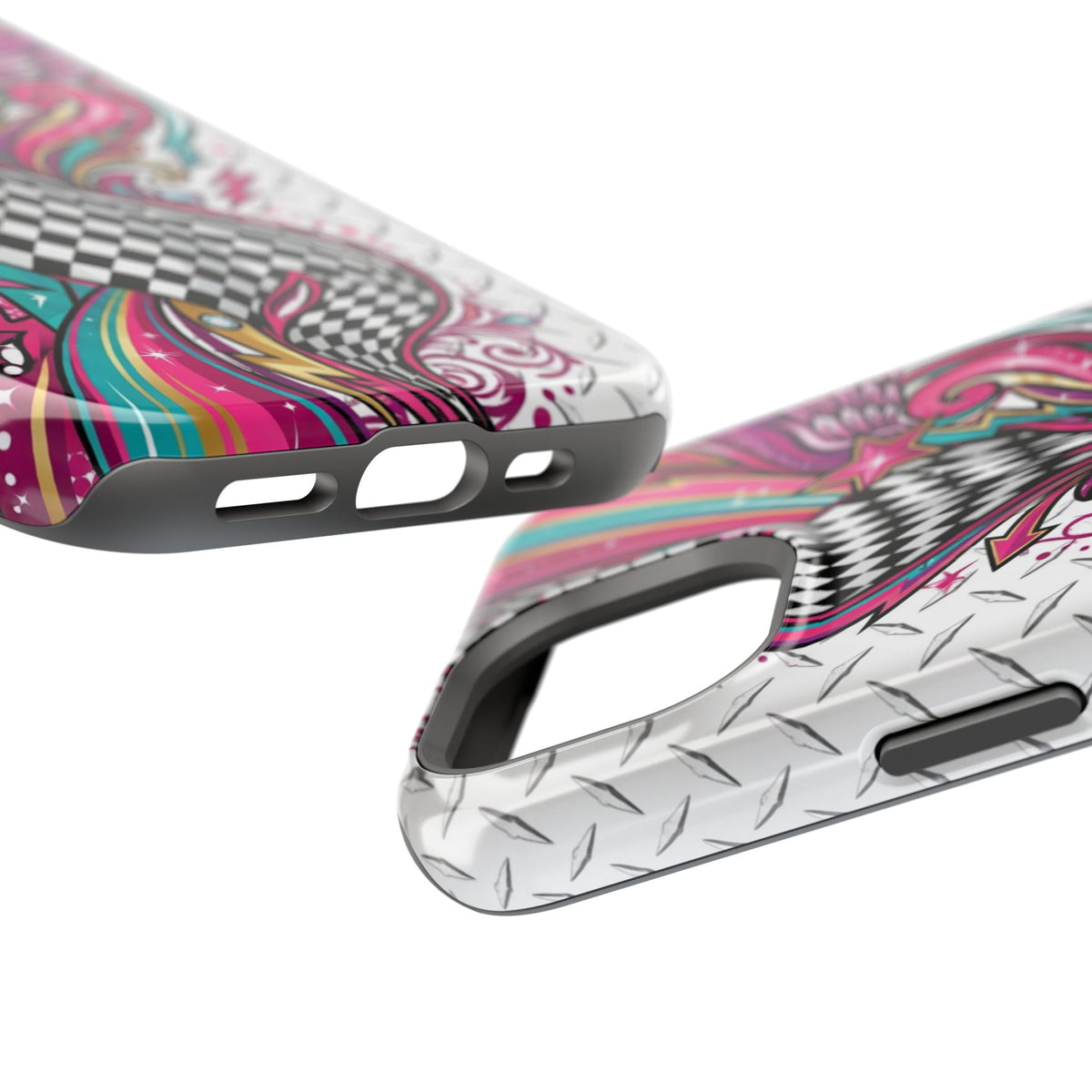 Magnetic Phone Case – Colorful Psychedelic Checkerboard Design