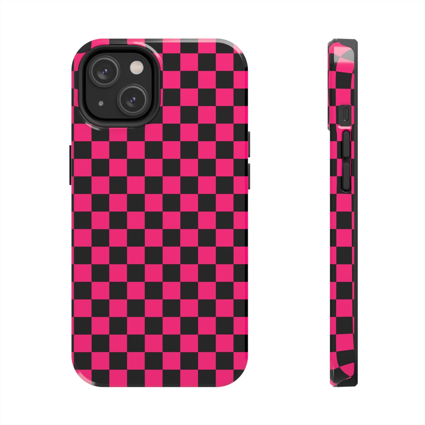 Checker Flag Graphic Pink And Black Tough Phone Cases