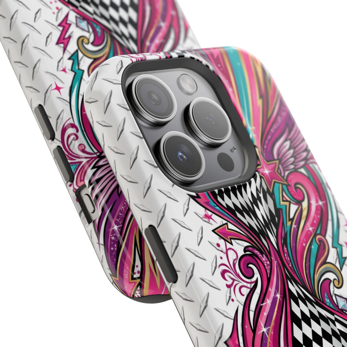 Magnetic Phone Case – Colorful Psychedelic Checkerboard Design