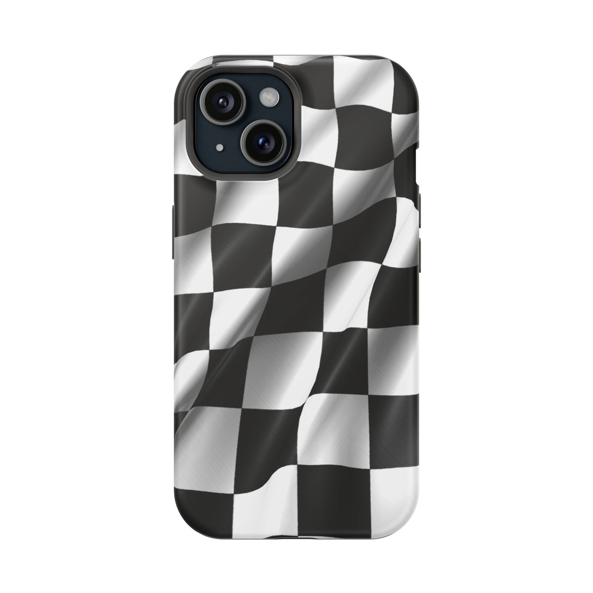 Black and White Checker Flag Waving Magnetic Phone Case