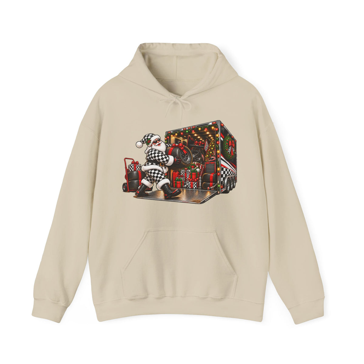 Racing Santa Racemas Call Hauler Christmas Hoodie