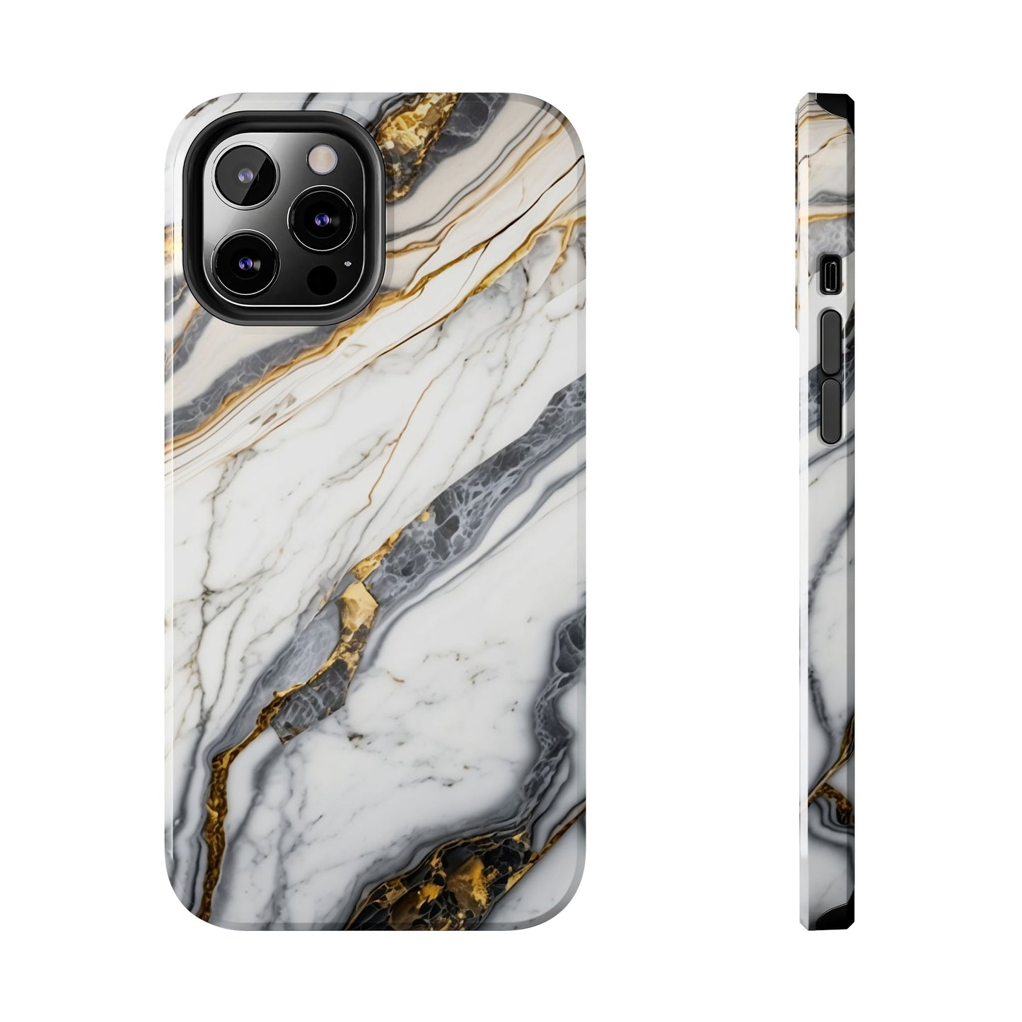 White Gold Marble Tough Phone Cases