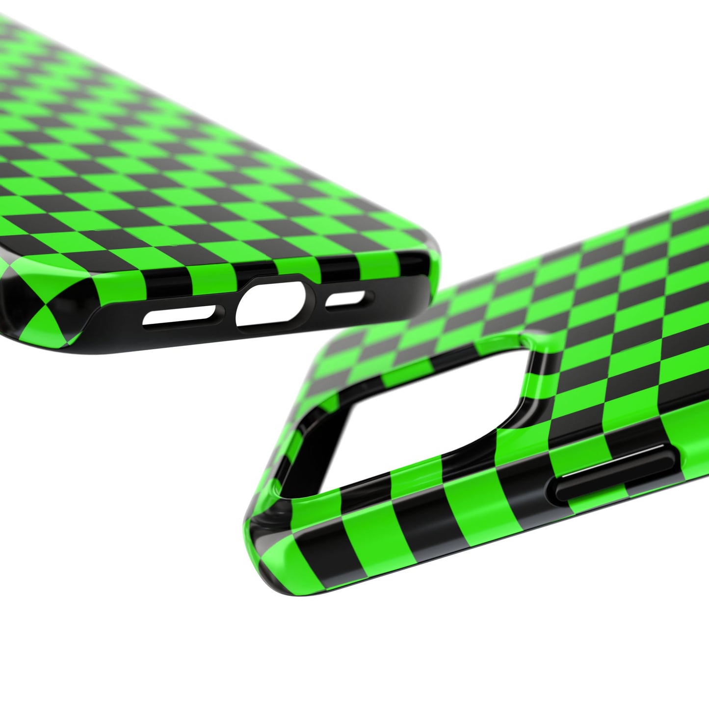 Green and Black Checkered Checkerboard Tough Phone Case