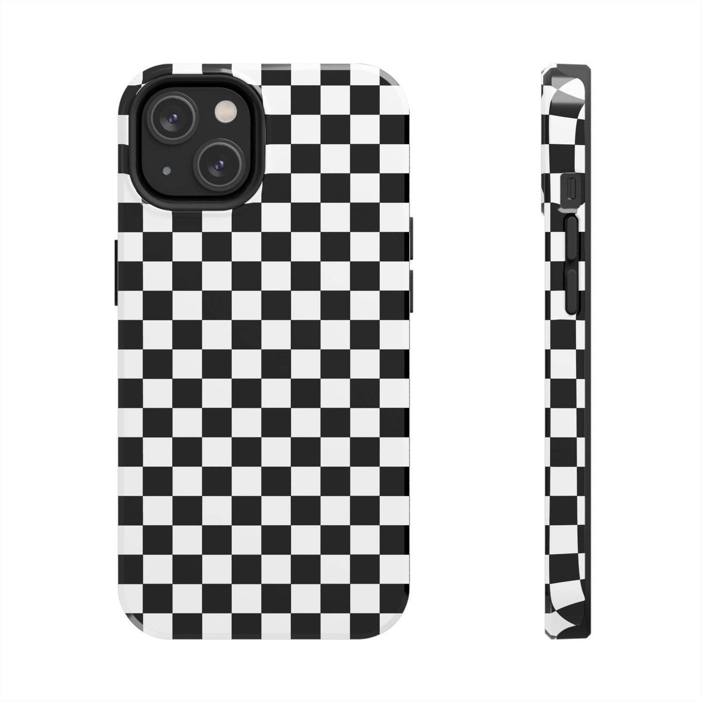 Checker Flag Tough Phone Case - Black and White Graphic Design