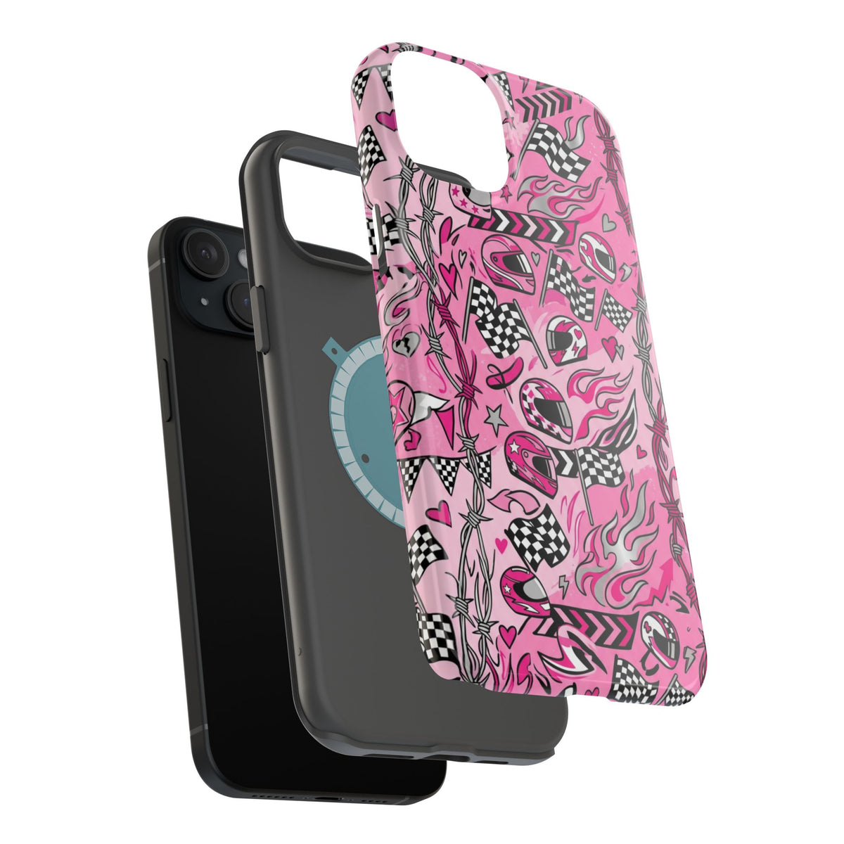 Pink Racing Helmets Magnetic Phone Case