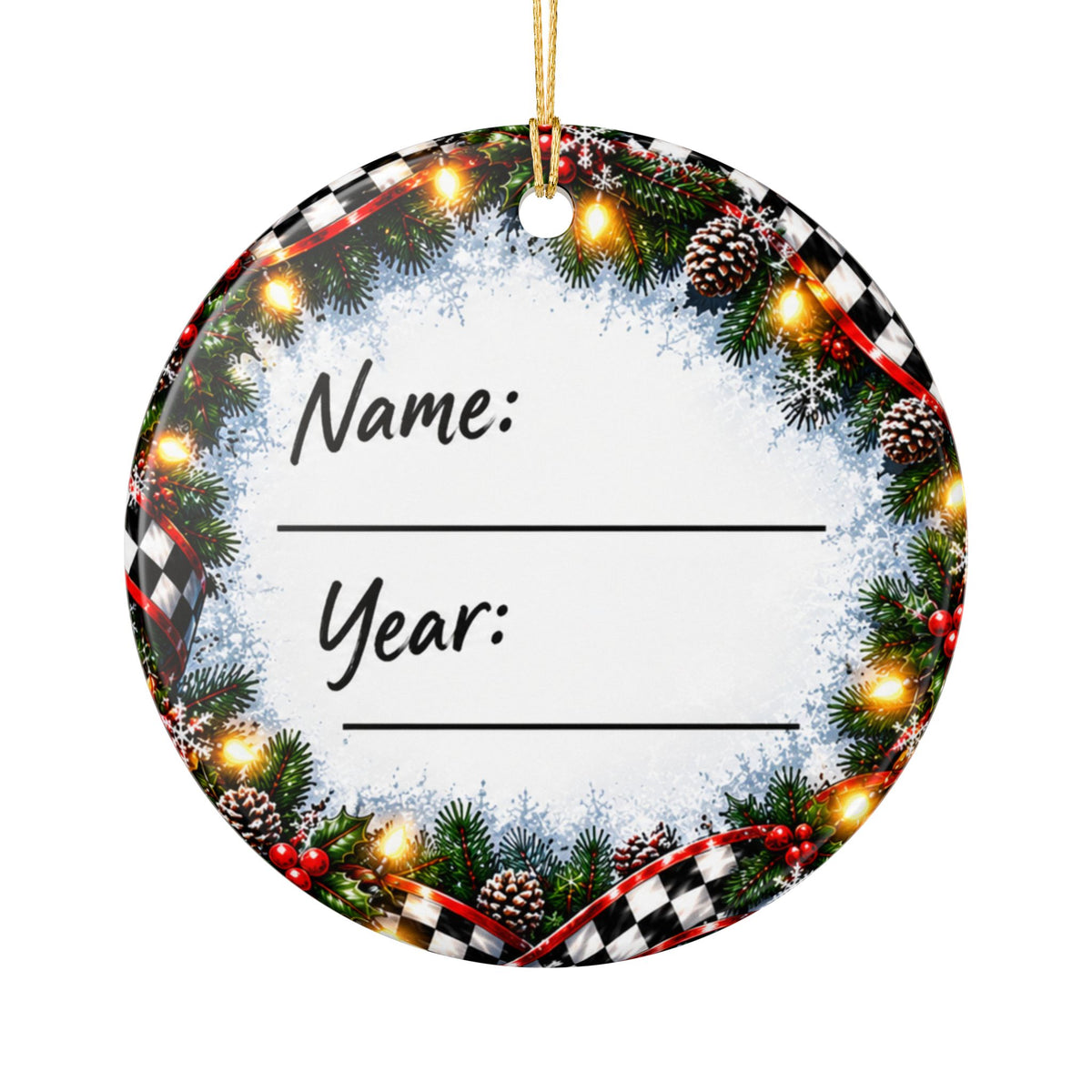 Modified Christmas Racing Santa Ceramic Ornament