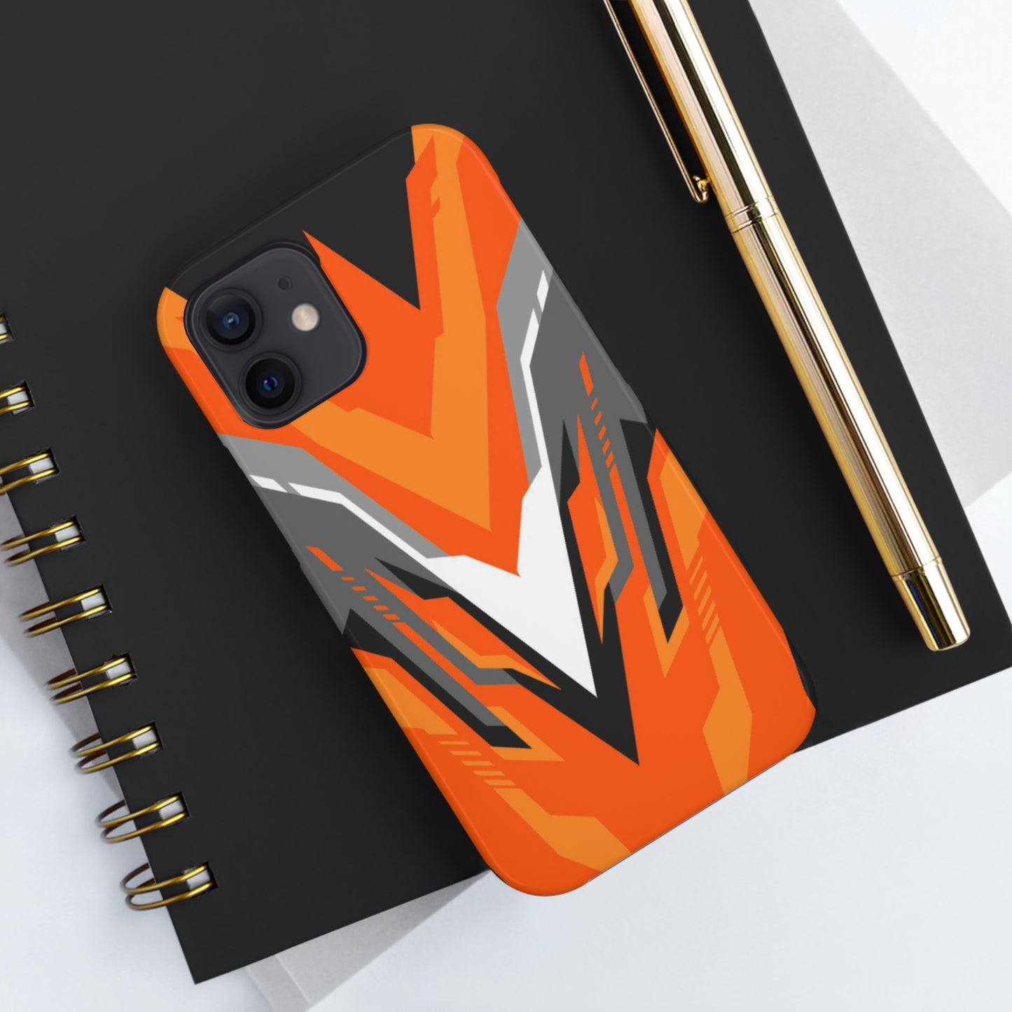 Orange / Black racing Graphic Tough Phone Cases