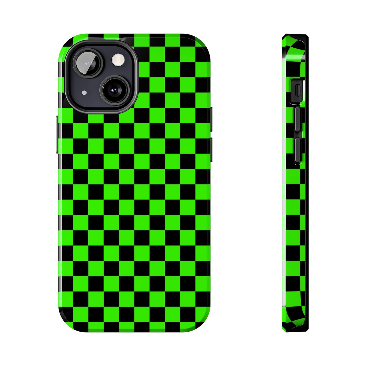 Green and Black Checkered Checkerboard Tough Phone Case