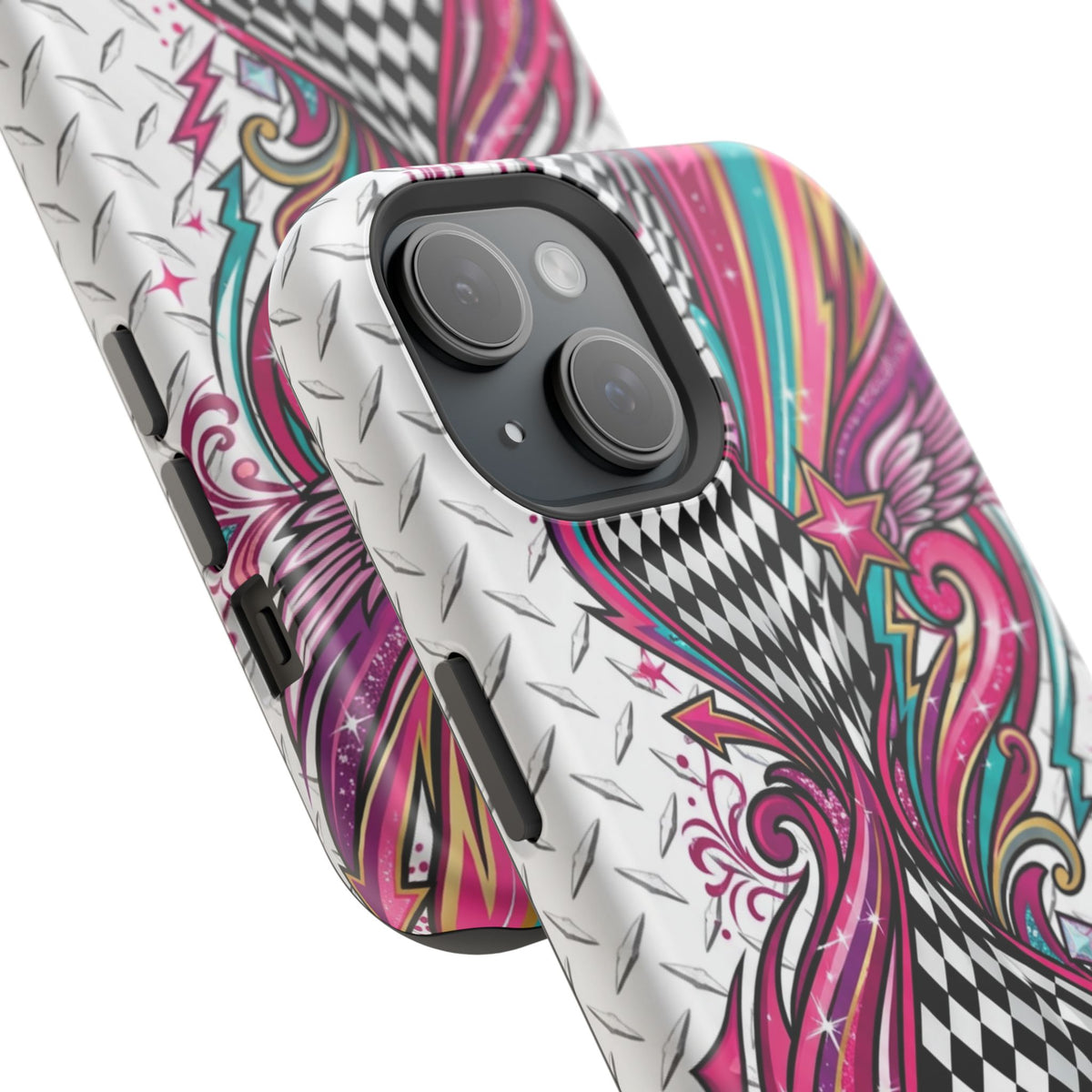 Magnetic Phone Case – Colorful Psychedelic Checkerboard Design