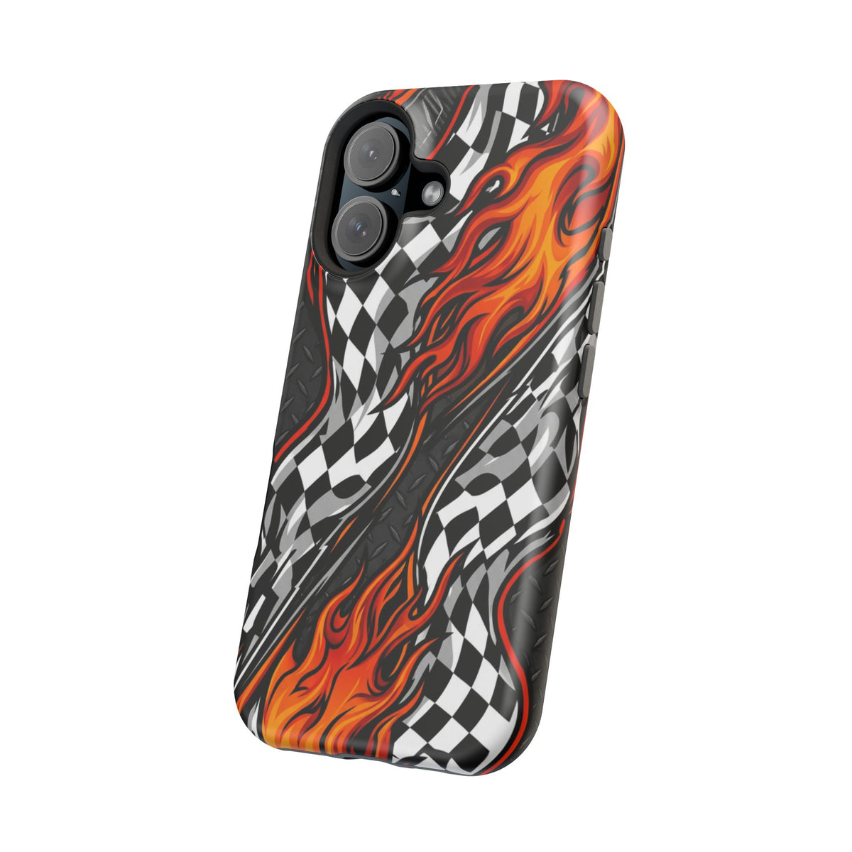 Racing Flames Checkered Flag Magnetic Phone Case