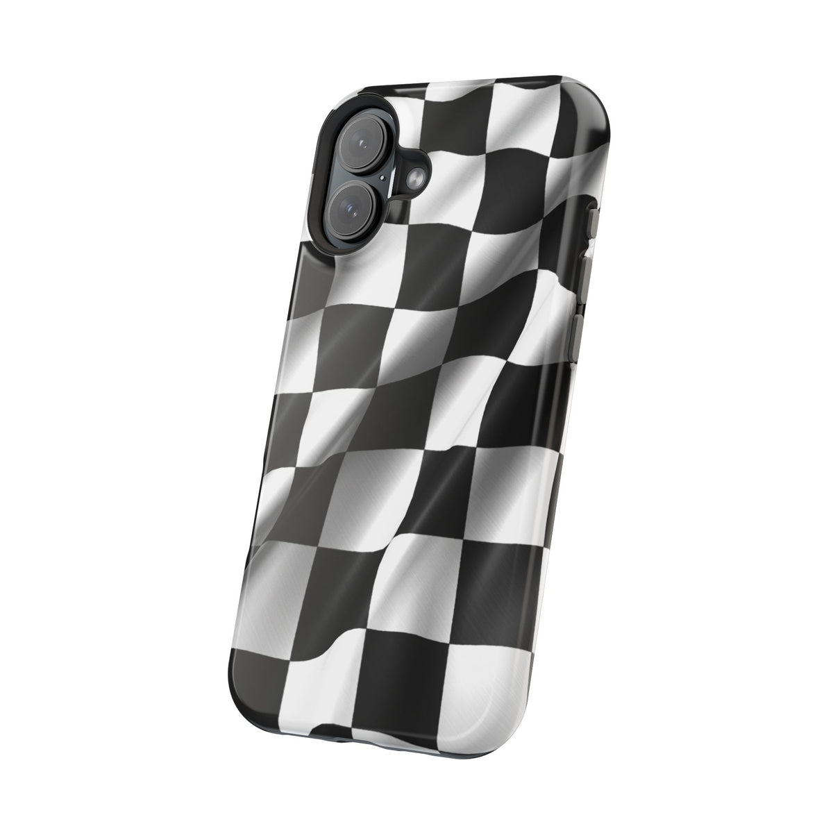 Black and White Checker Flag Waving Magnetic Phone Case