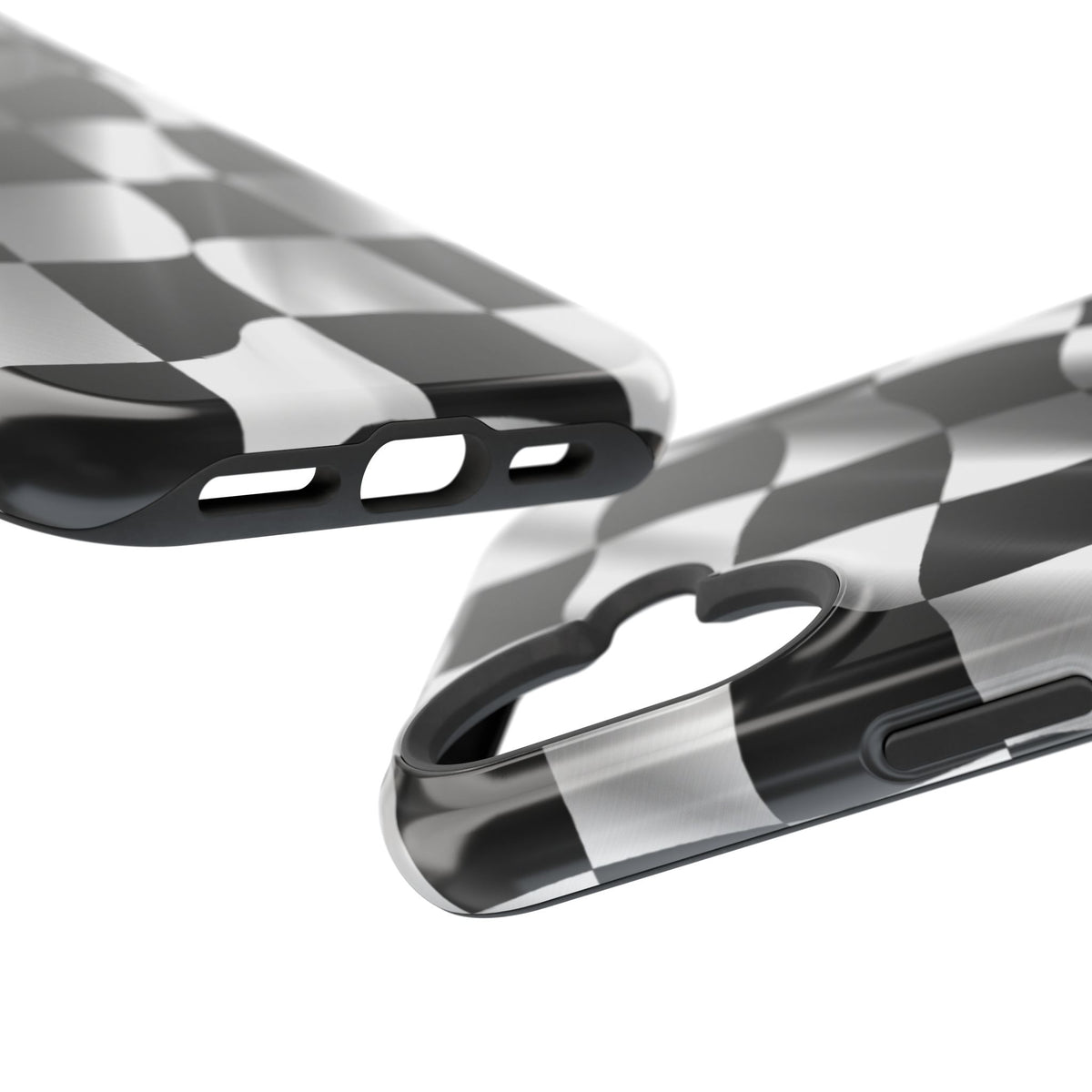 Black and White Checker Flag Waving Magnetic Phone Case