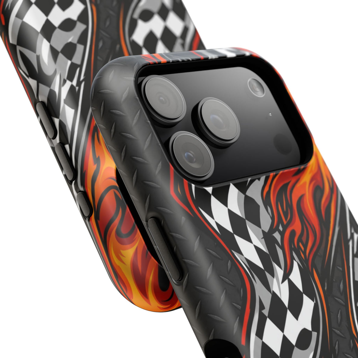 Racing Flames Checkered Flag Magnetic Phone Case