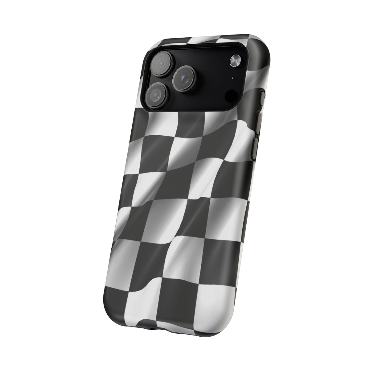 Black and White Checker Flag Waving Magnetic Phone Case
