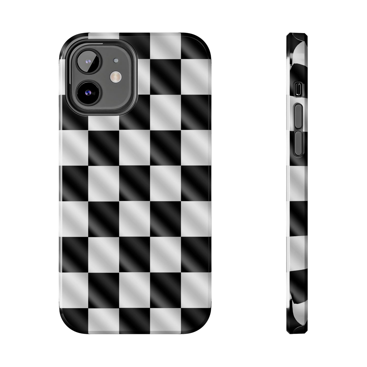 3D Effect Checkered Flag Tough Phone Cases
