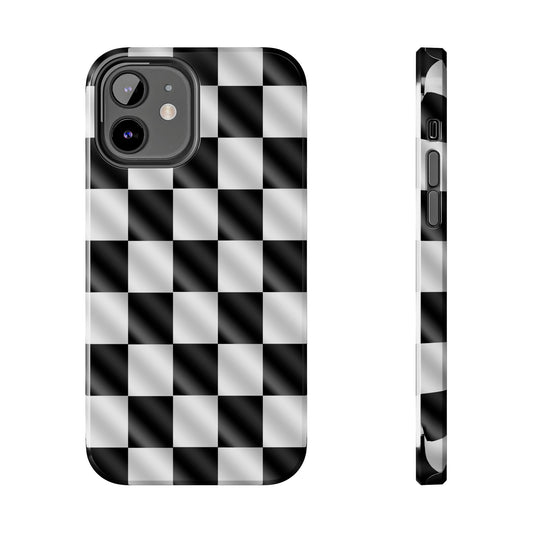 3D Effect Checkered Flag Tough Phone Cases