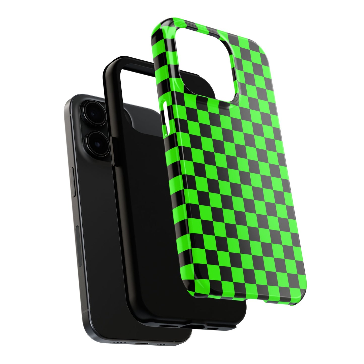 Green and Black Checkered Checkerboard Tough Phone Case