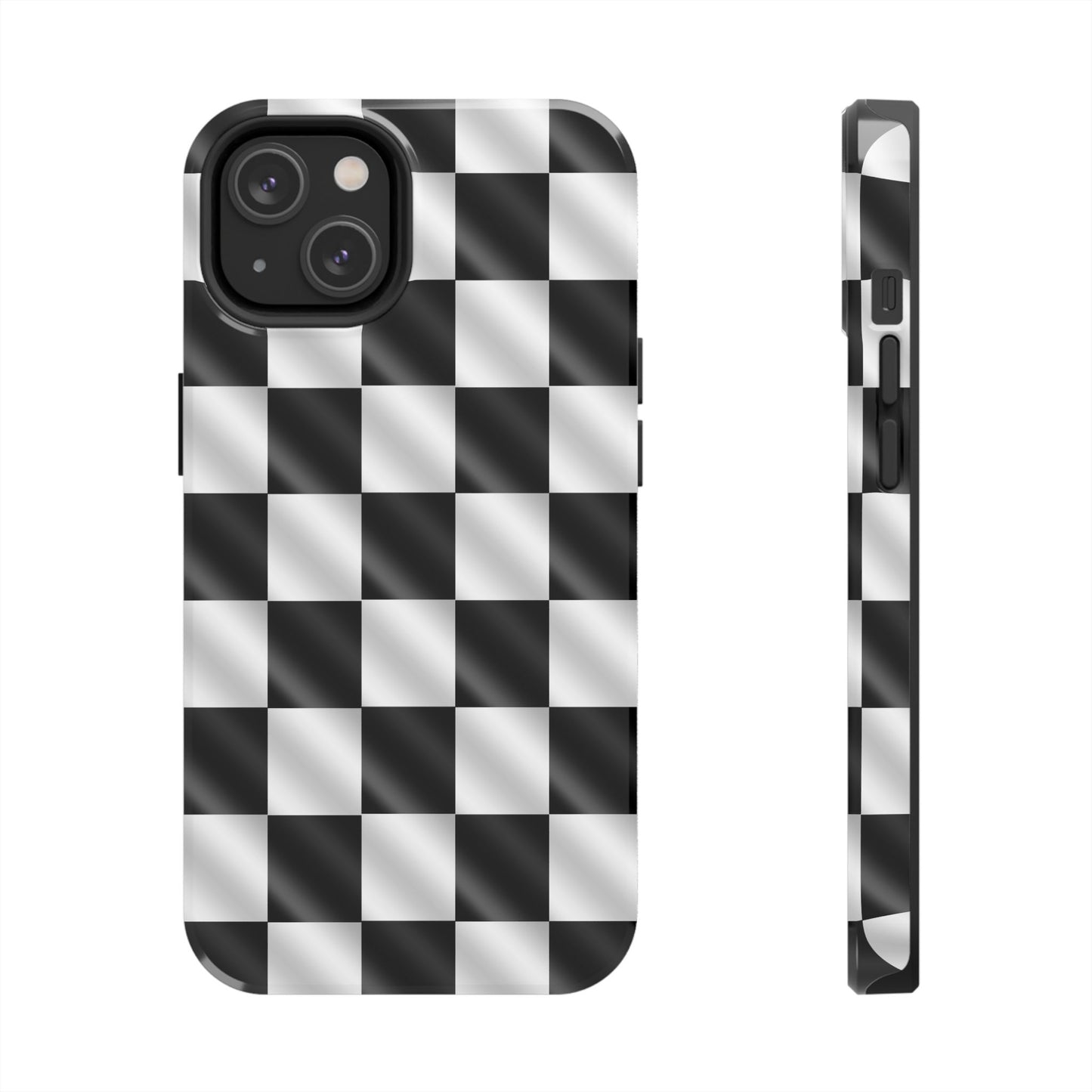 3D Effect Checkered Flag Tough Phone Cases