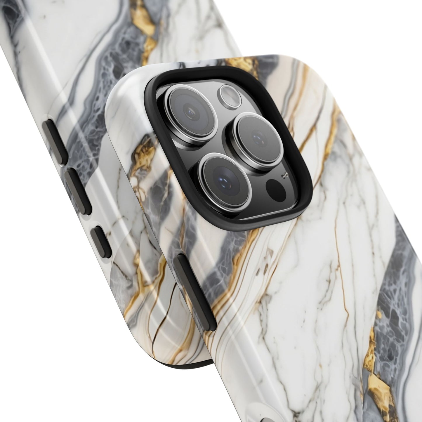 White Gold Marble Tough Phone Cases