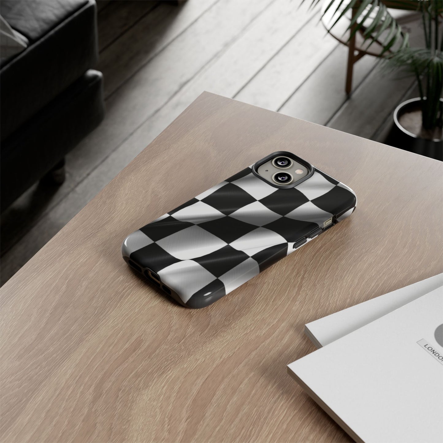 Racing Phone Case, Checkered Flag Design, Tough Case
