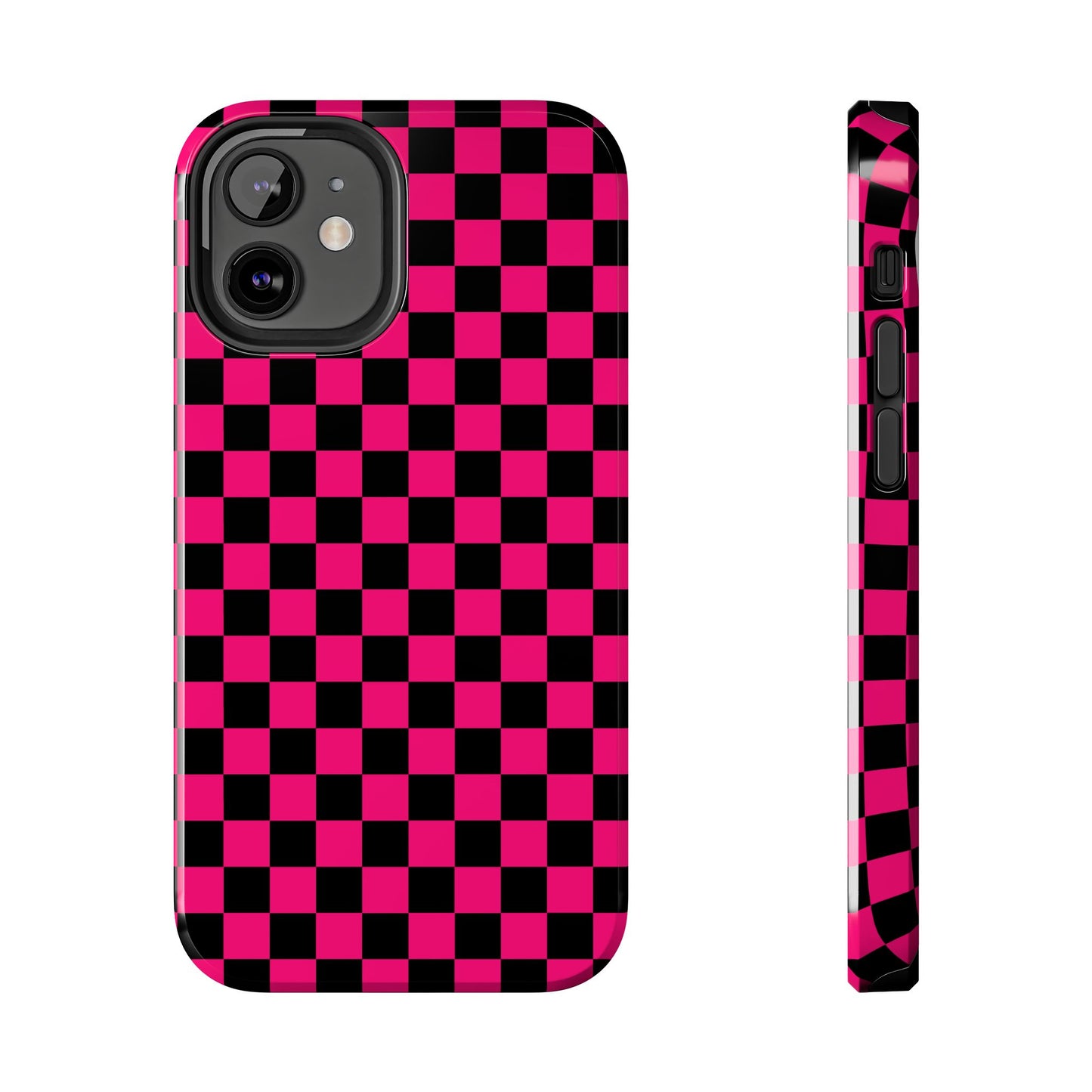 Checker Flag Graphic Pink And Black Tough Phone Cases