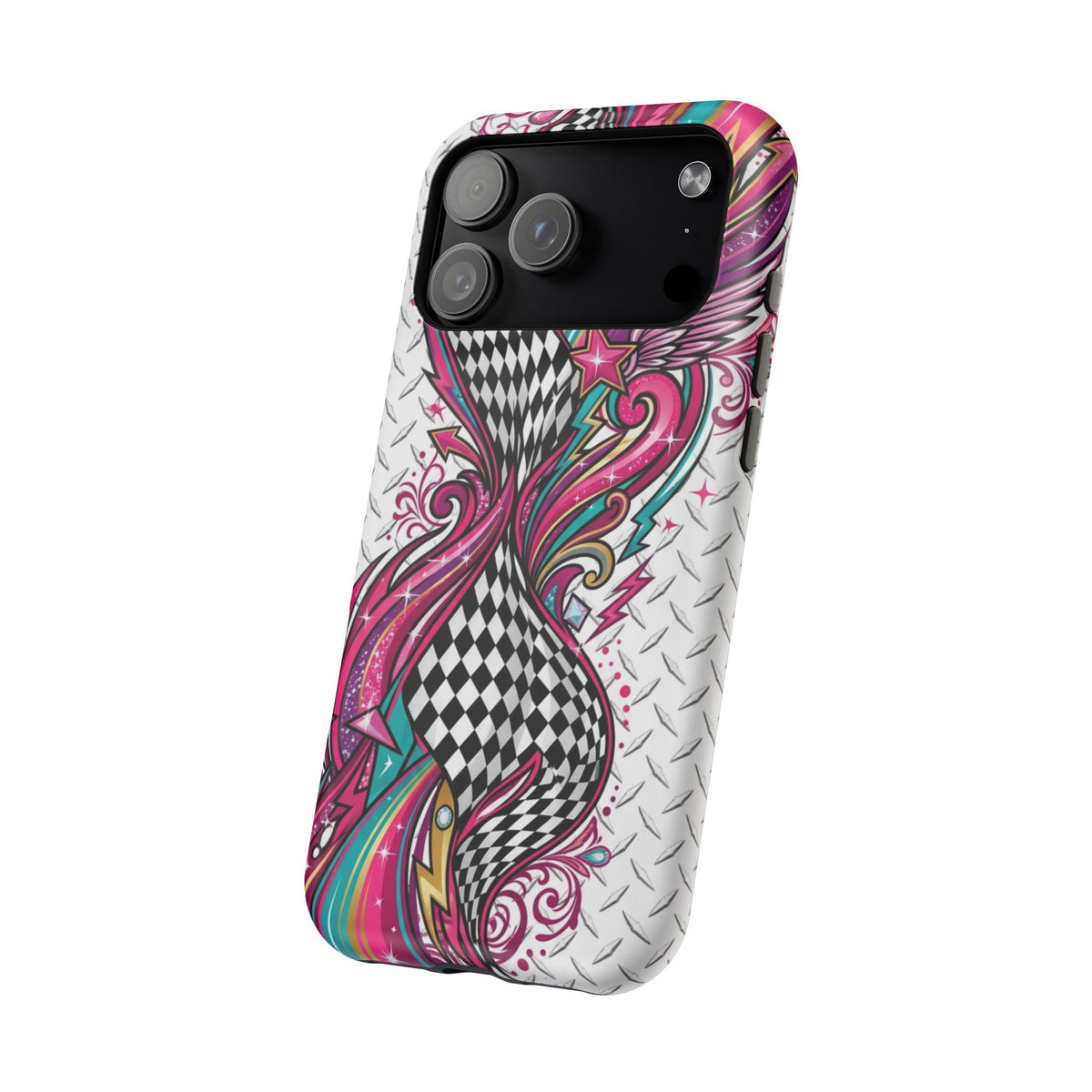 Magnetic Phone Case – Colorful Psychedelic Checkerboard Design