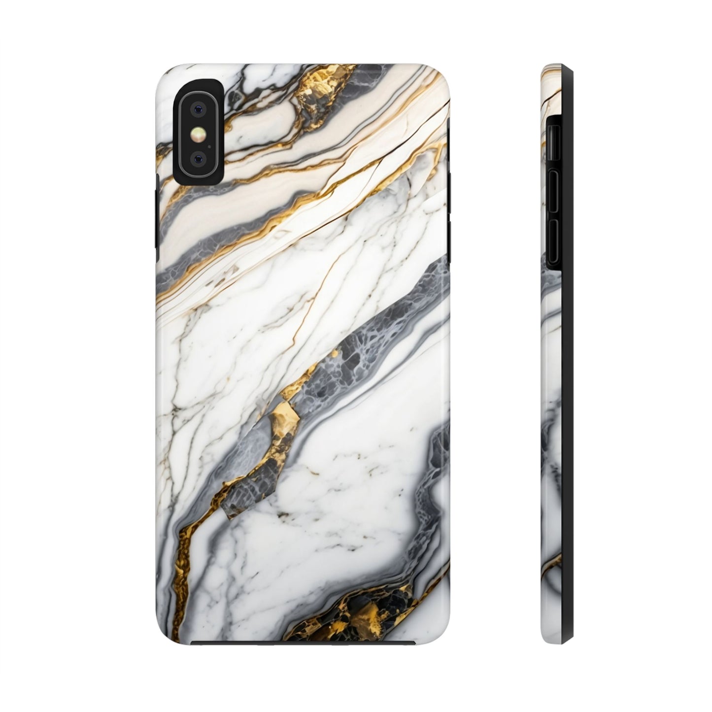 White Gold Marble Tough Phone Cases