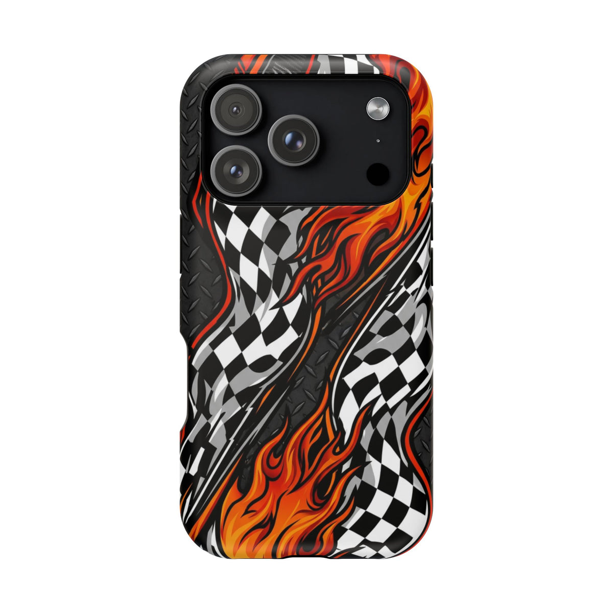 Racing Flames Checkered Flag Magnetic Phone Case