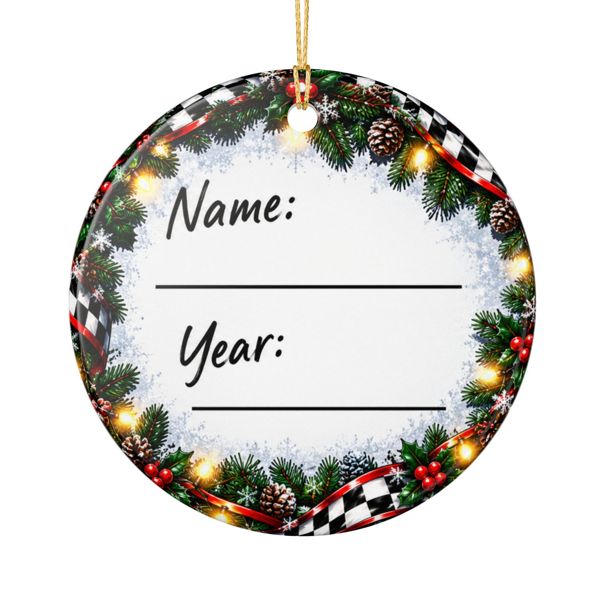 Sprint Car Santa Racing Christmas Ornament