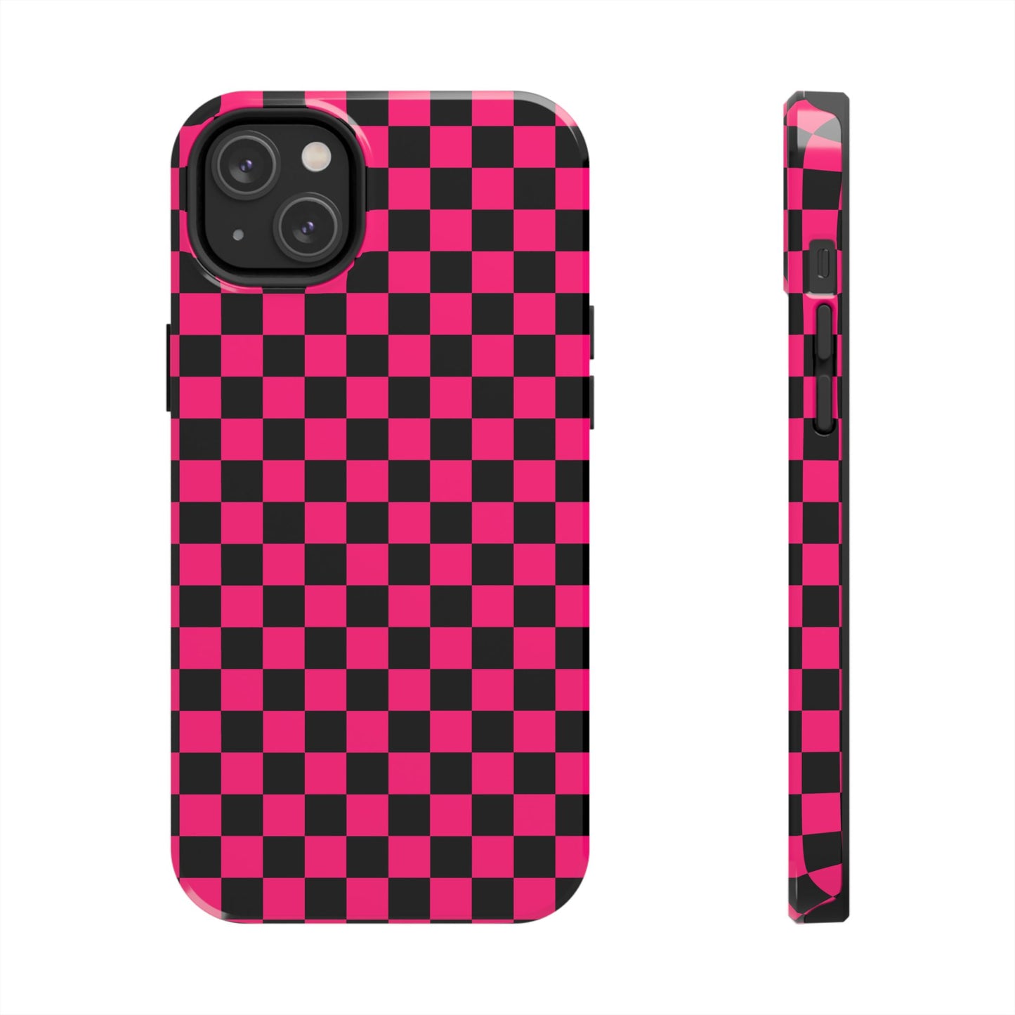 Checker Flag Graphic Pink And Black Tough Phone Cases