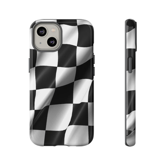 Racing Phone Case, Checkered Flag Design, Tough Case