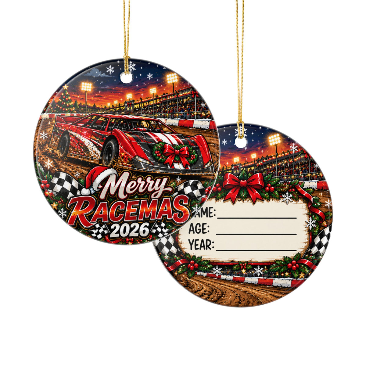 Late Model Merry Racemas Racing Ceramic Ornament 2026