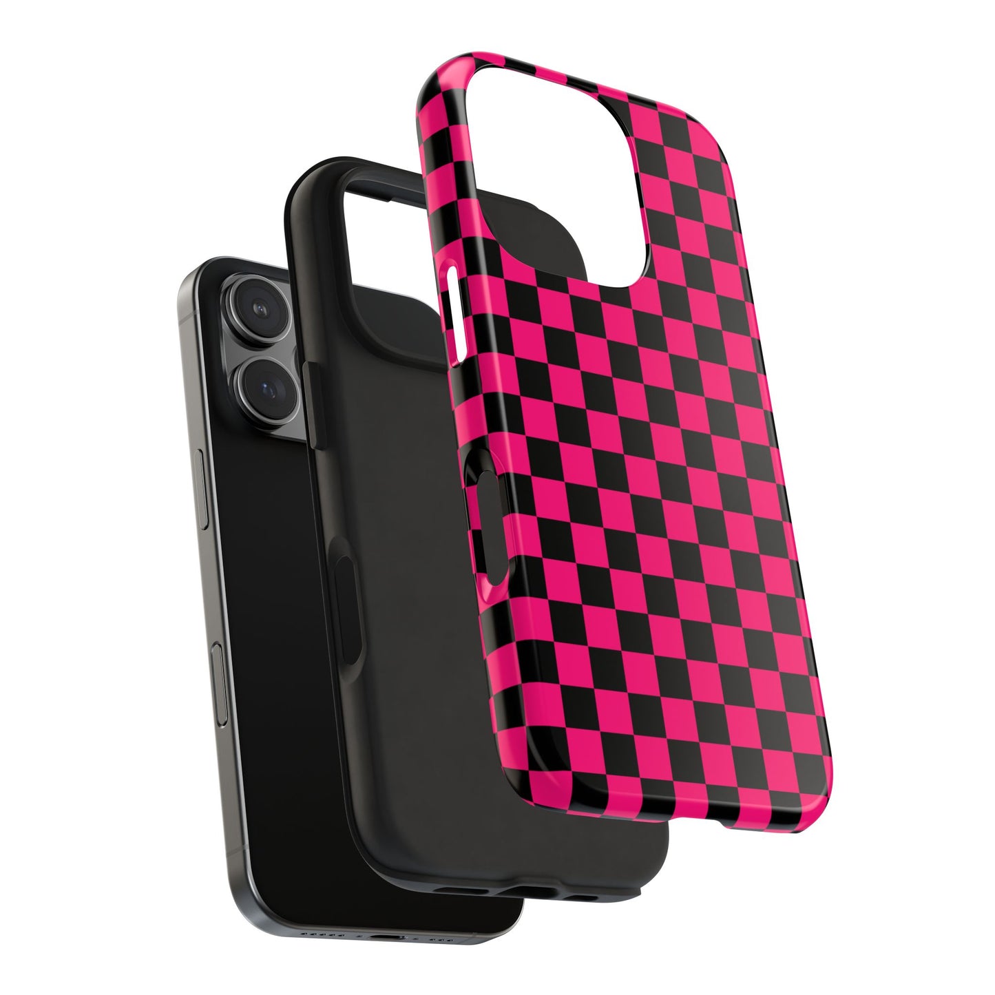 Checker Flag Graphic Pink And Black Tough Phone Cases