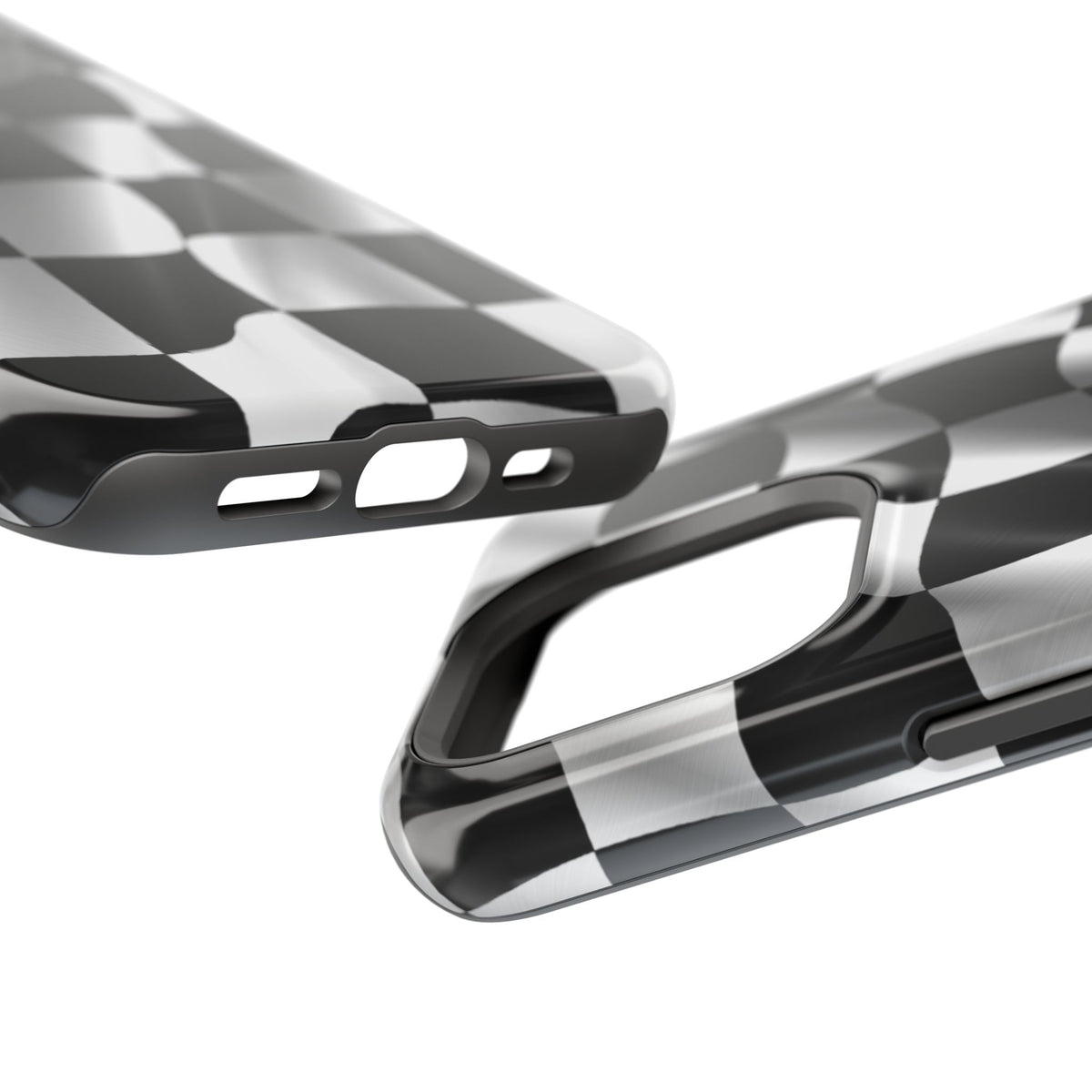 Black and White Checker Flag Waving Magnetic Phone Case