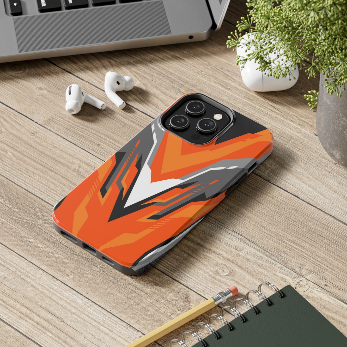 Orange / Black racing Graphic Tough Phone Cases