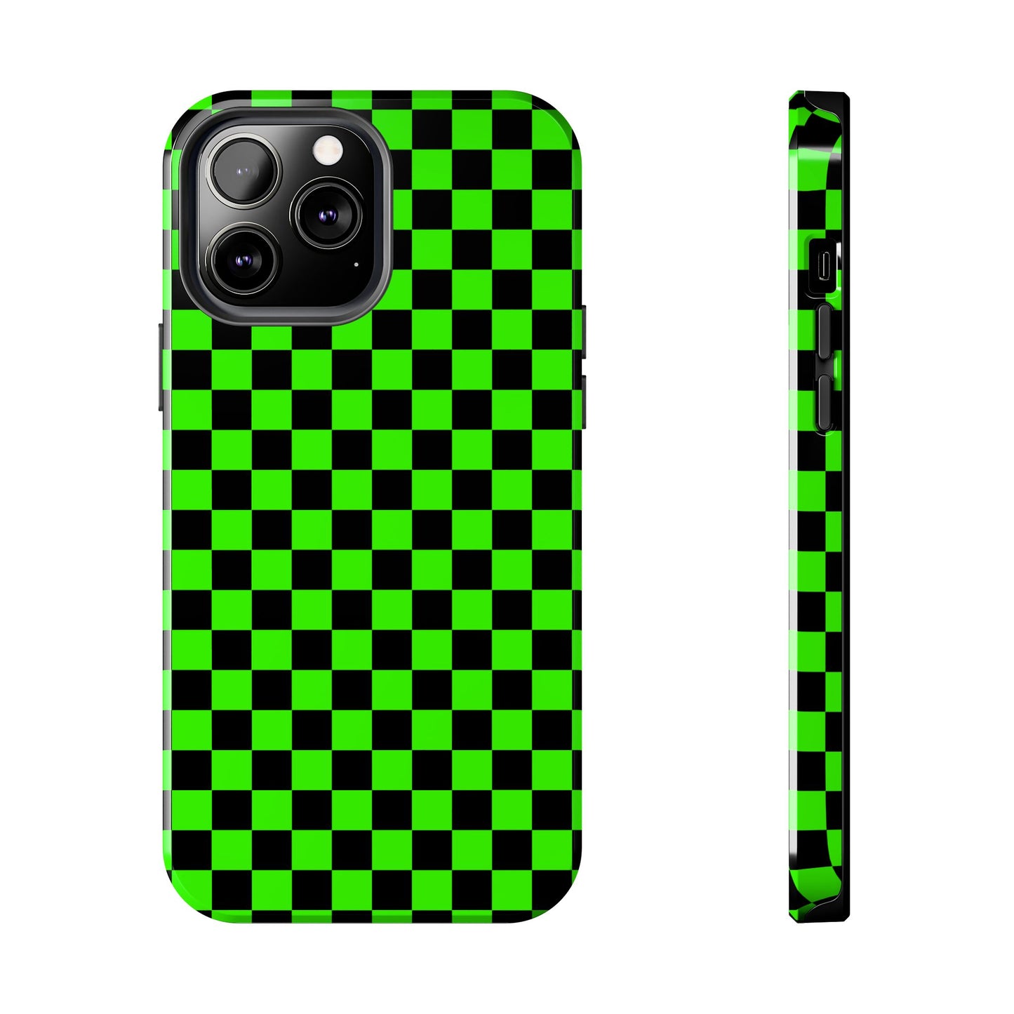Green and Black Checkered Checkerboard Tough Phone Case