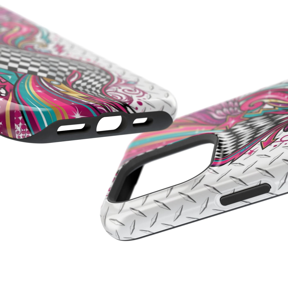 Magnetic Phone Case – Colorful Psychedelic Checkerboard Design