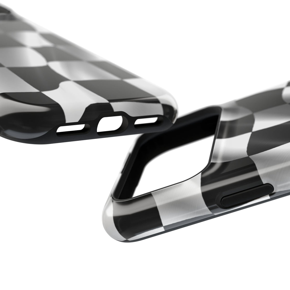 Black and White Checker Flag Waving Magnetic Phone Case
