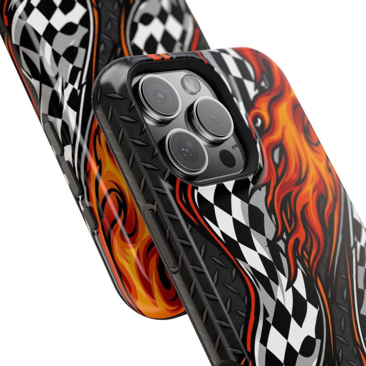 Racing Flames Checkered Flag Magnetic Phone Case