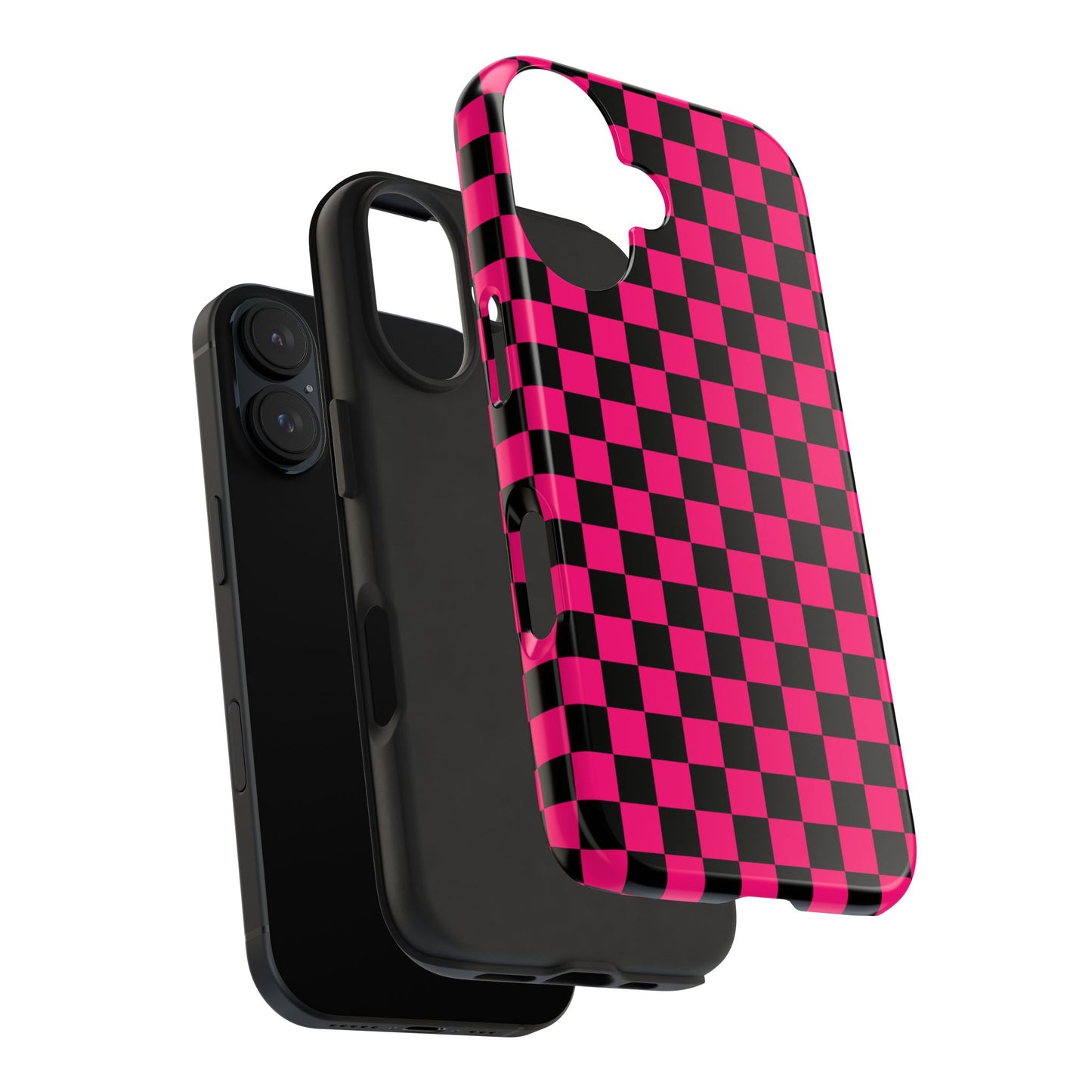 Checker Flag Graphic Pink And Black Tough Phone Cases