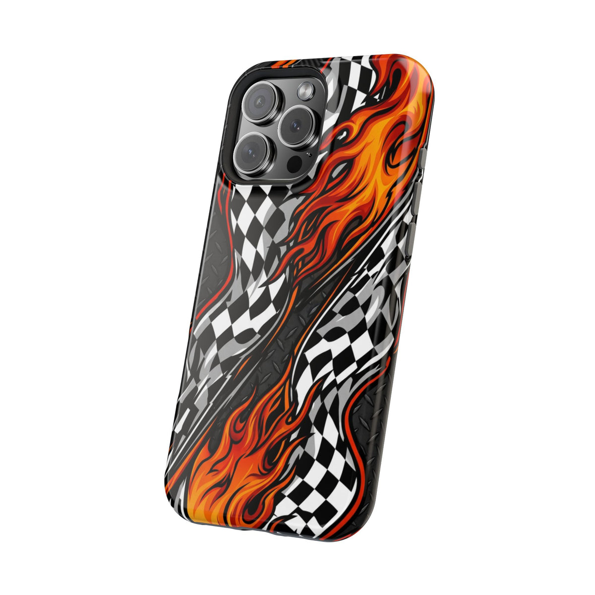 Racing Flames Checkered Flag Magnetic Phone Case