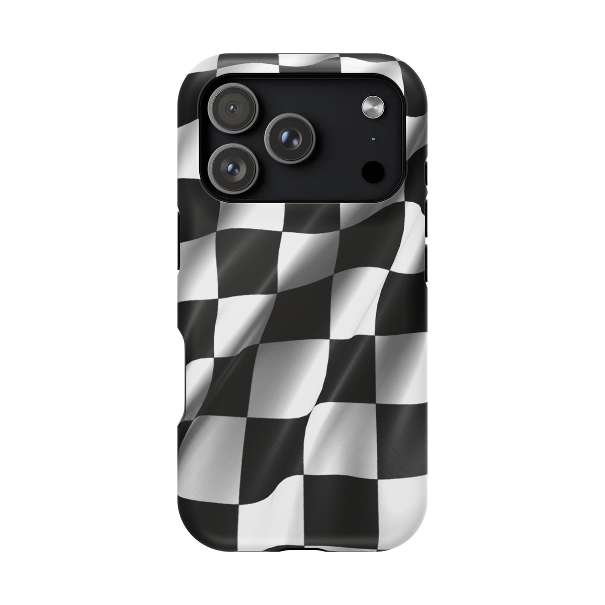 Black and White Checker Flag Waving Magnetic Phone Case