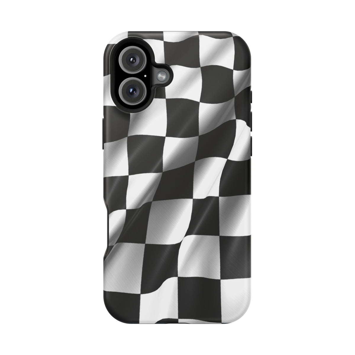 Black and White Checker Flag Waving Magnetic Phone Case